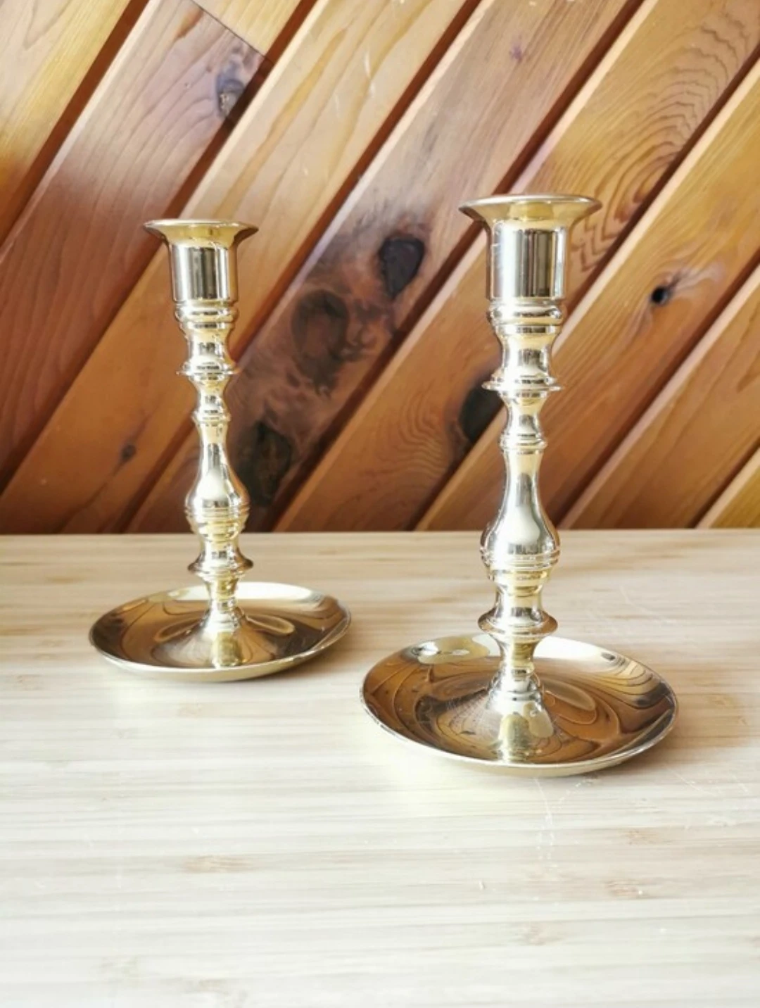 Vintage Baldwin Brass Saucer Base Candlestick Holders Set of 2 - photo 3