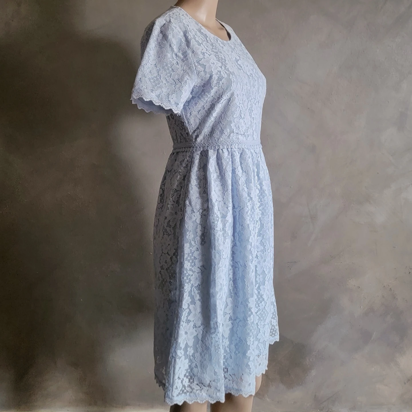 Light Blue Lace Short Sleeve Dress - photo 3