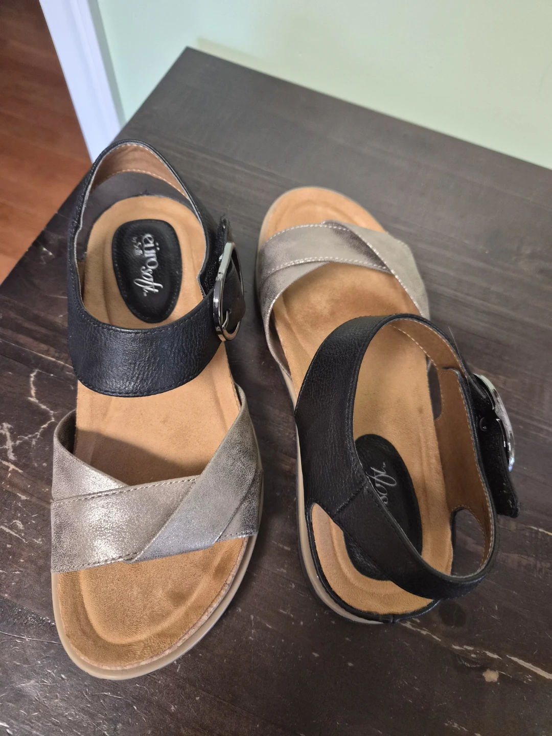 Eurosoft Women's Sandals Black/Silver Size 8m