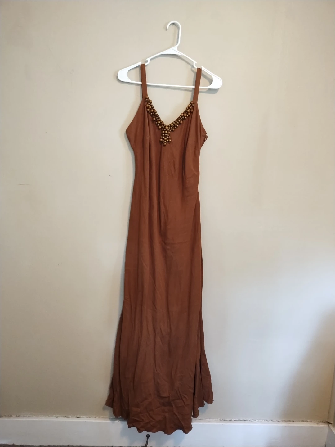 Metrostlye Brown Beaded Maxi Dress Size 10