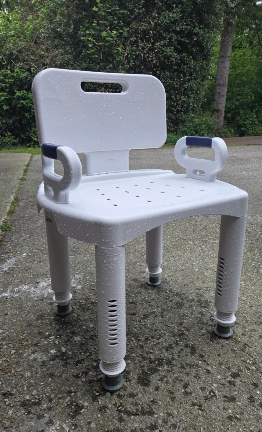 White Shower Chair with Arms and Back