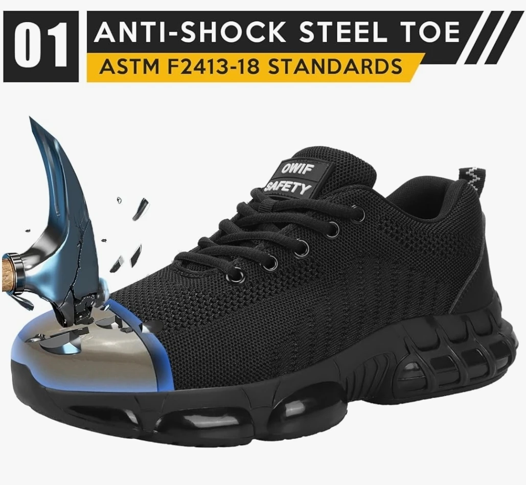 OWIF Safety Black Steel Toe Work Shoes - photo 4