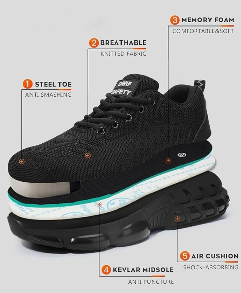 OWIF Safety Black Steel Toe Work Shoes - photo 5