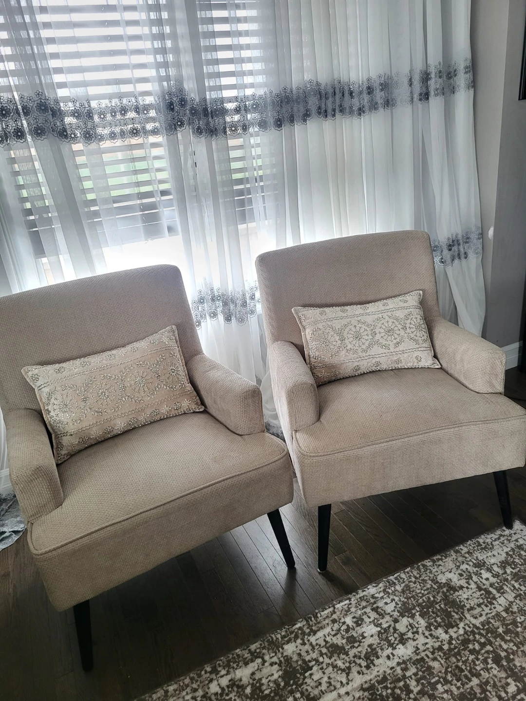 Pair of Beige Accent Chairs and Matching Sofa - photo 4