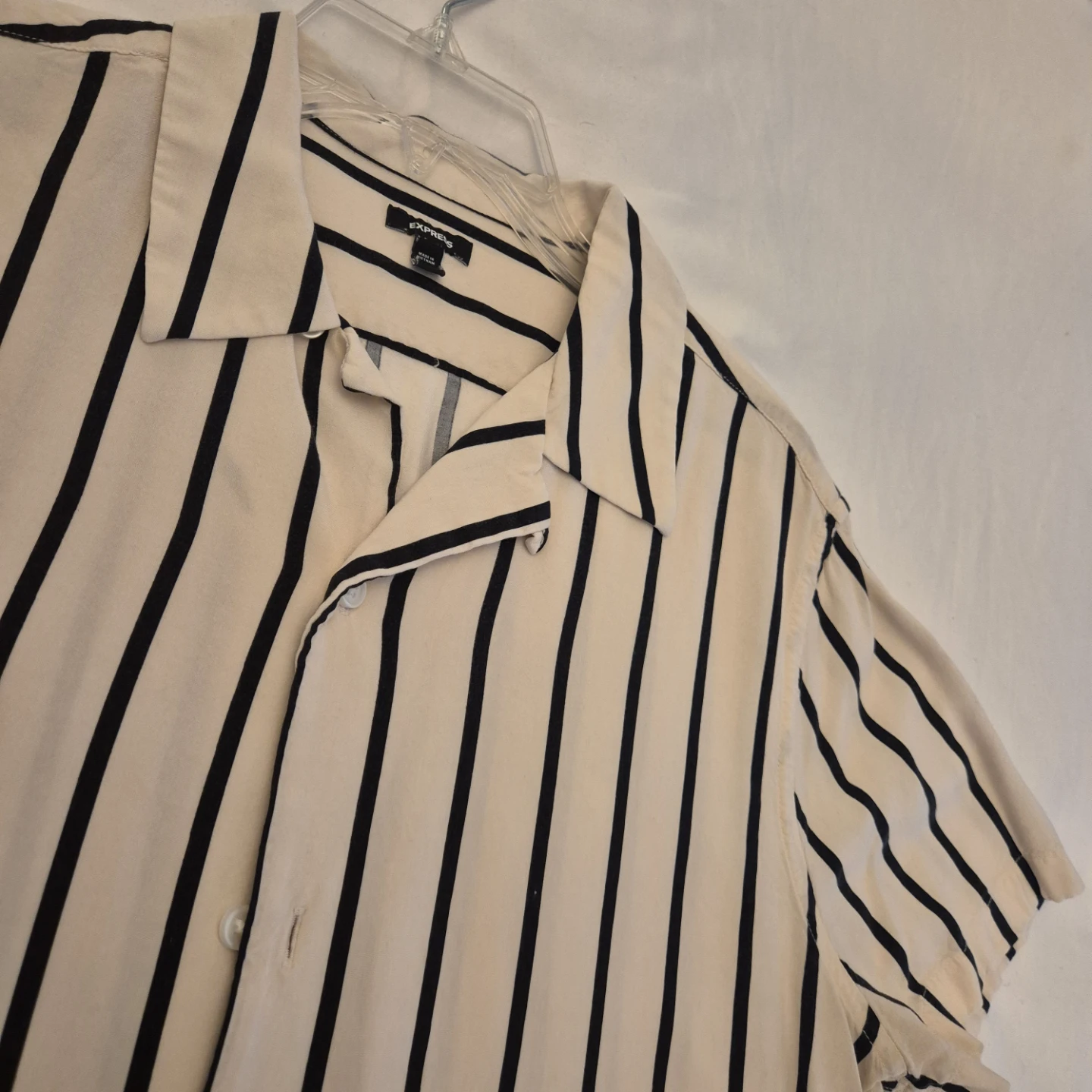Express Striped Short Sleeve Button-Up Shirt - Size M - photo 2
