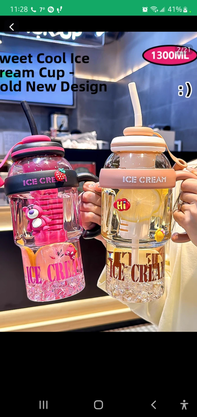 1300ML Ice Cream Cup with Straw - photo 3
