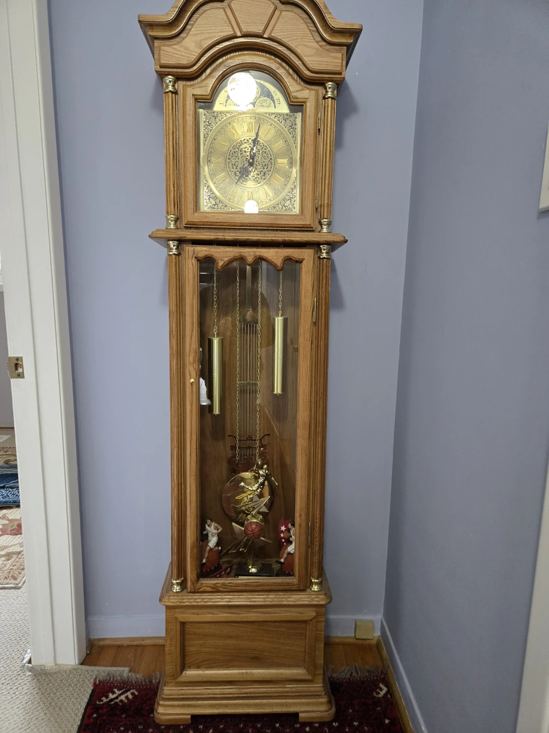 Oak Grandfather Clock with Moon Phase Dial