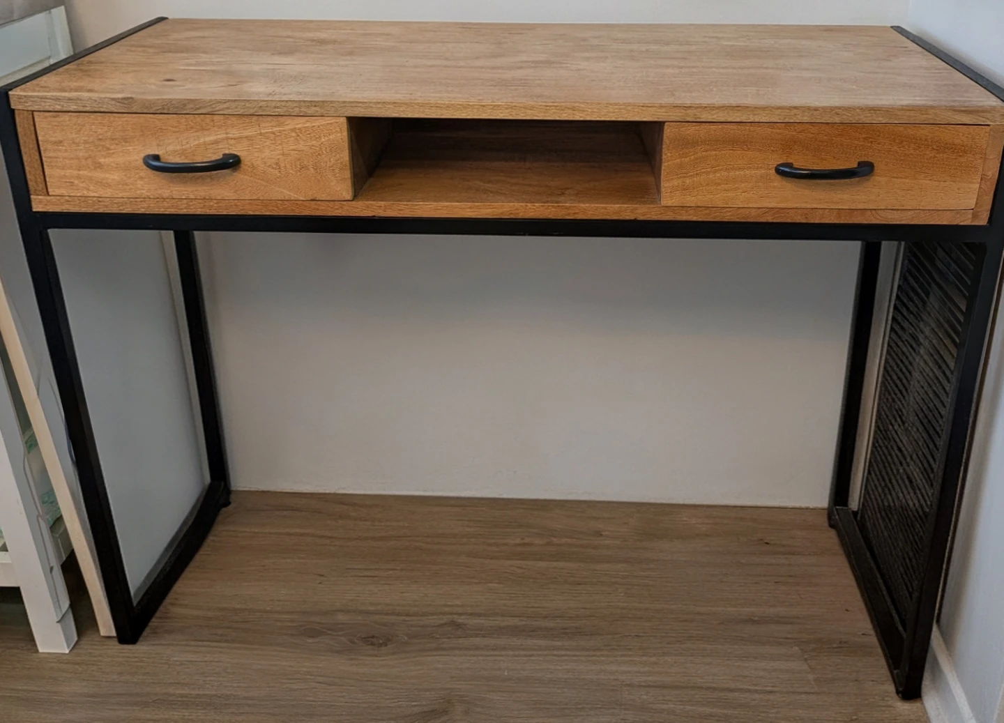 Wooden Desk with Black Metal Frame
