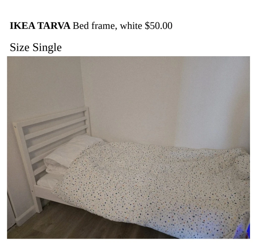 IKEA TARVA Bed frame, white, Single size