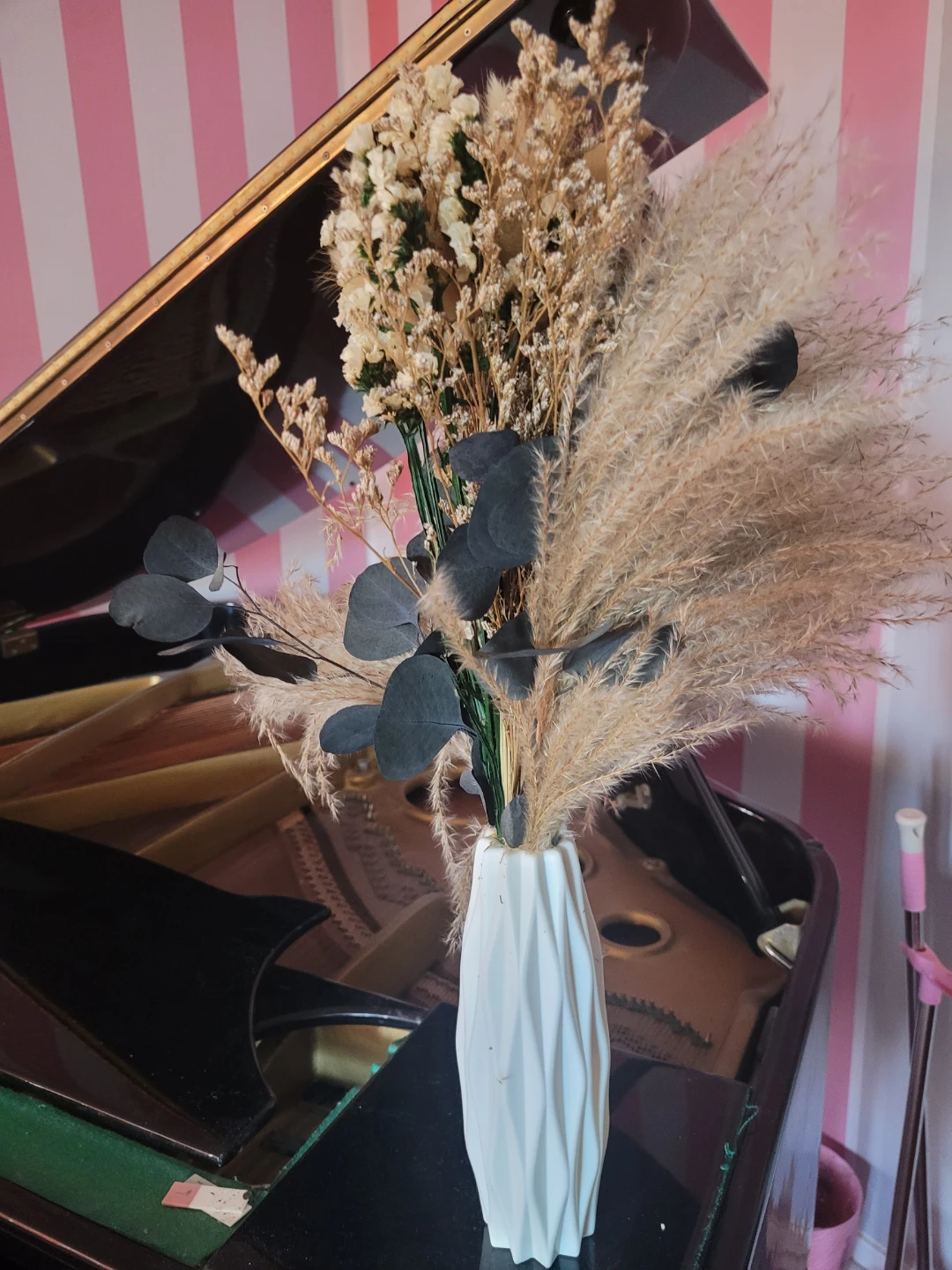 Dried Flower Arrangement in White Vase