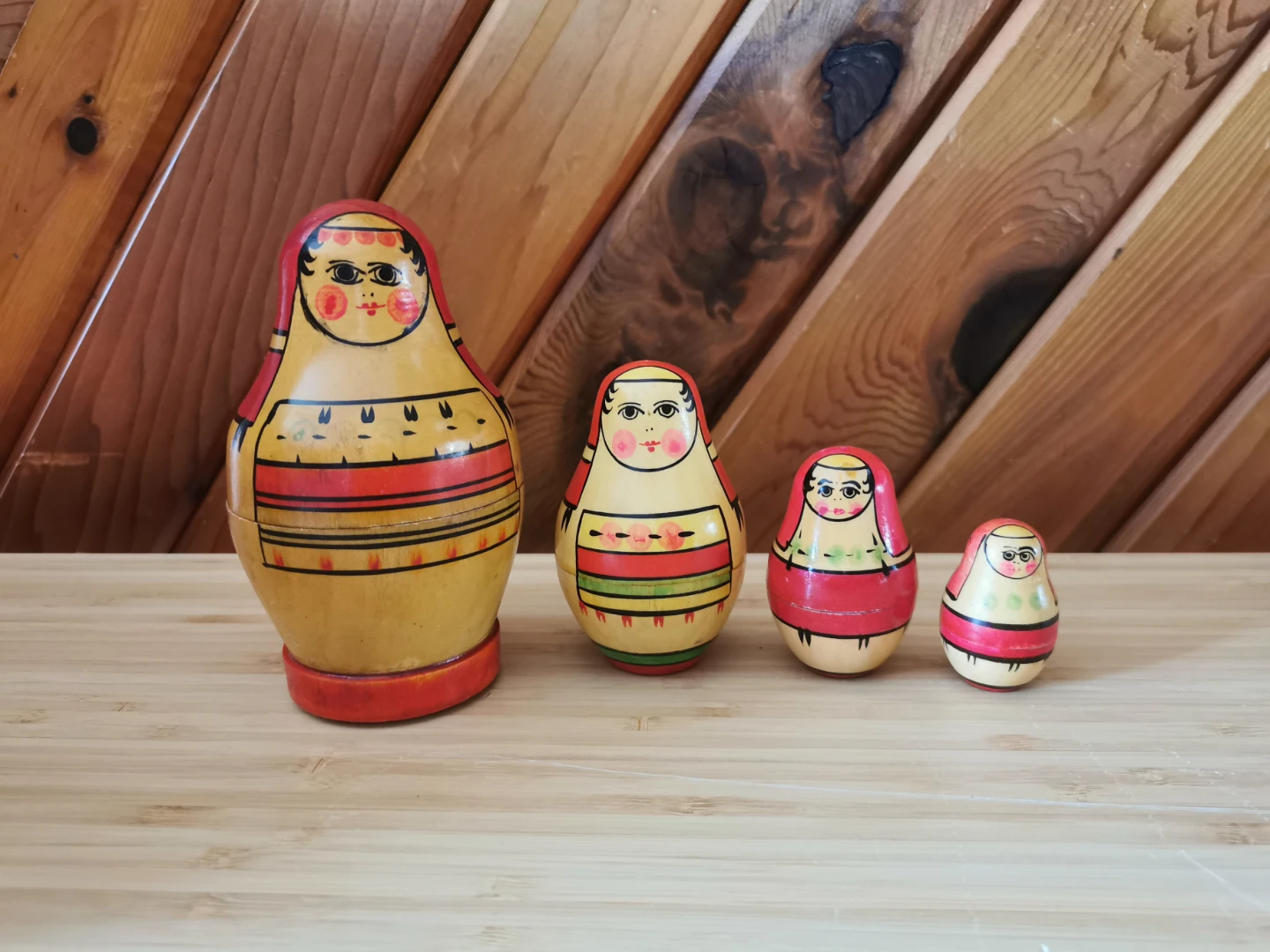 Vintage Russian Matryoshka Nesting Dolls Hand Painted Set
