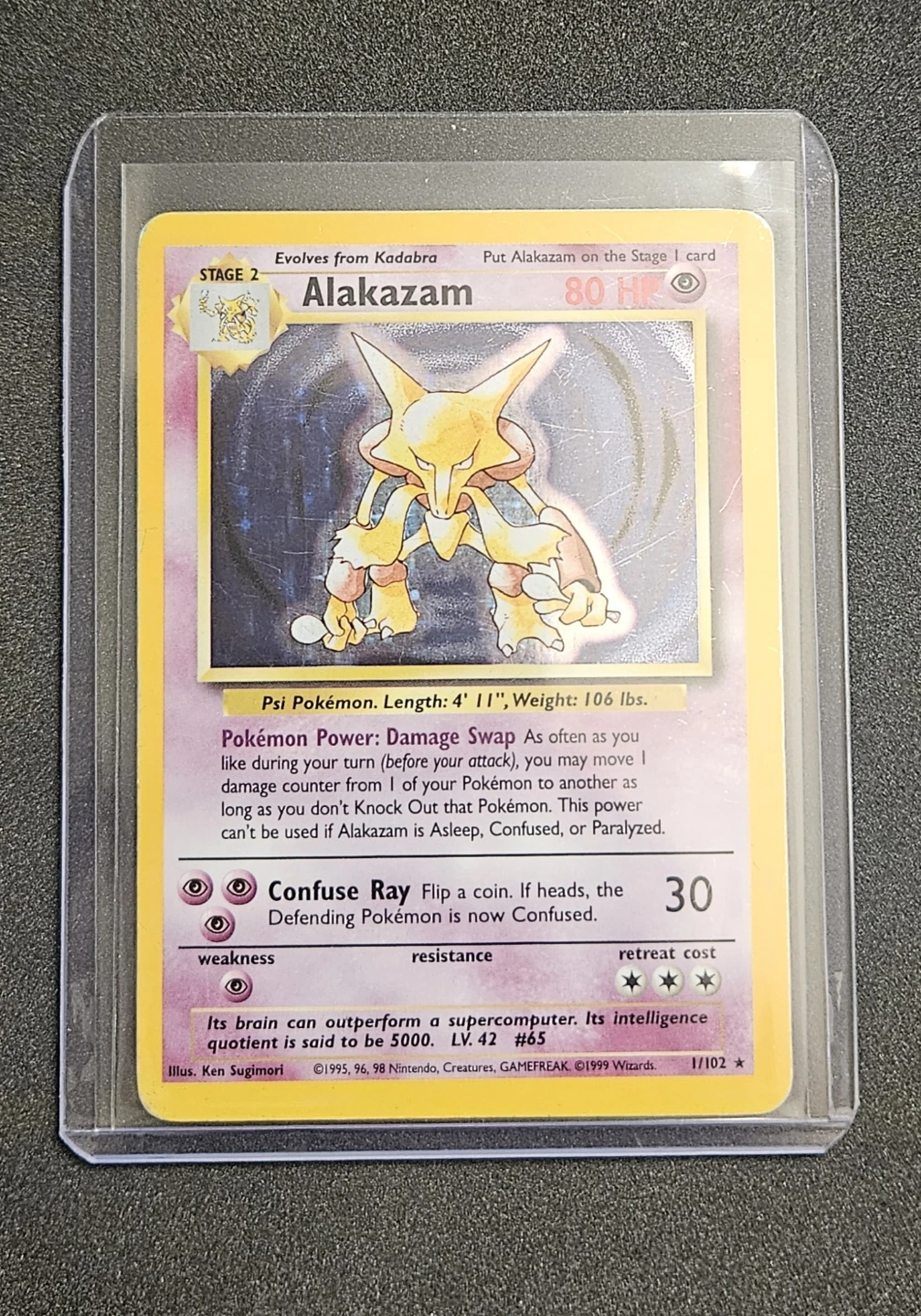 Pokémon Alakazam 1/102 Base Set HOLO RARE 1999 WOTC