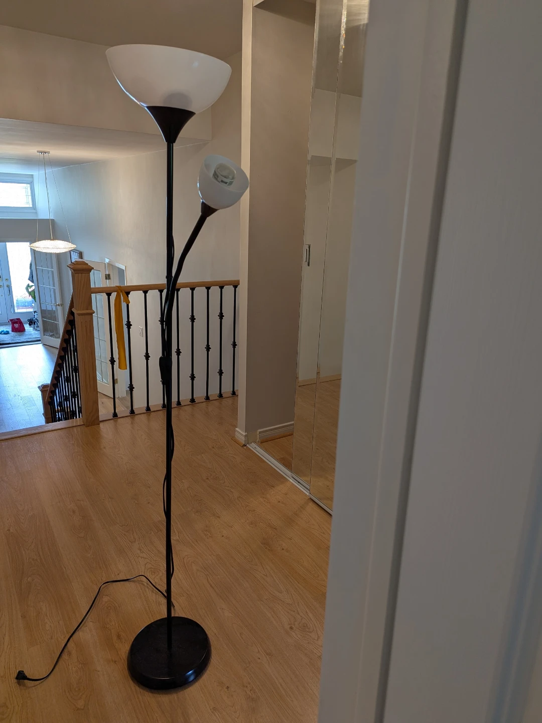 Black Floor Lamp with Two Lights