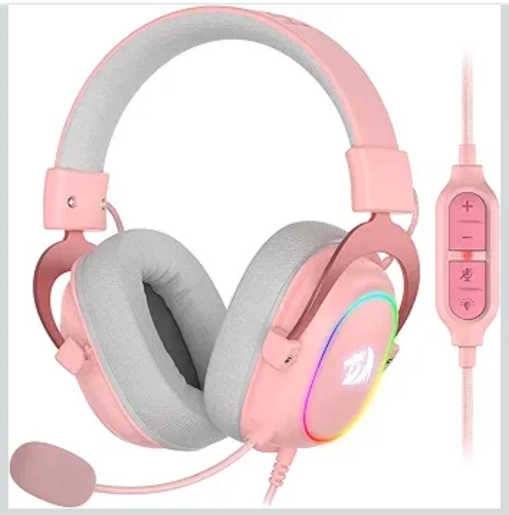 Redragon Pink Gaming Headset with RGB Lighting