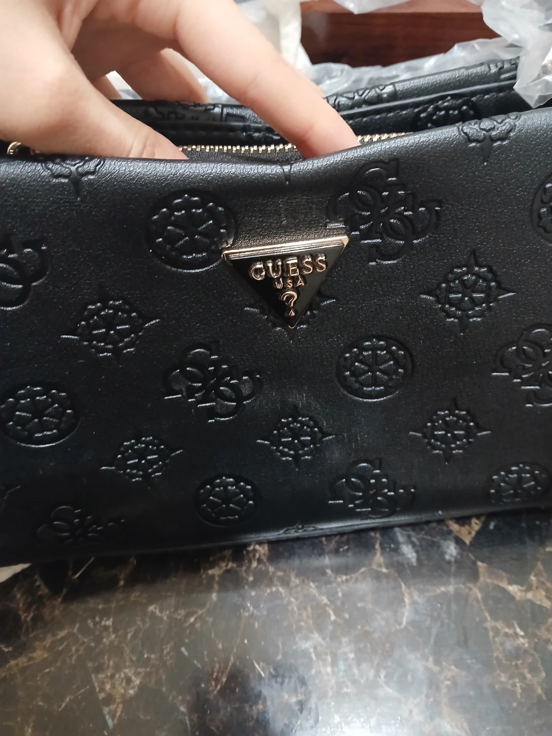 Black Guess Handbag with Embossed Logo - photo 5