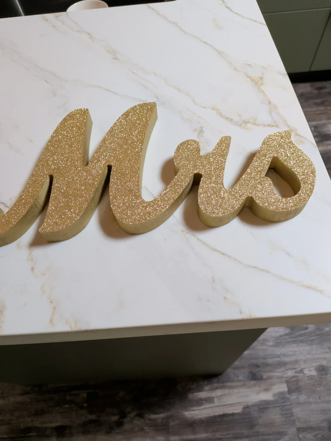 Gold Glitter "Mrs &" Sign - photo 2