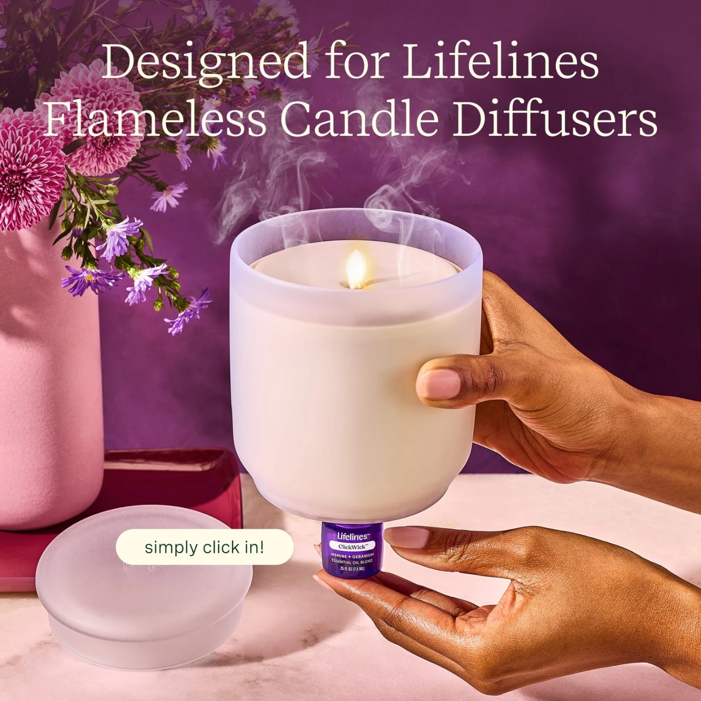 Lifelines Flameless Candle Diffuser with Jasmine & Geranium Oils - photo 3