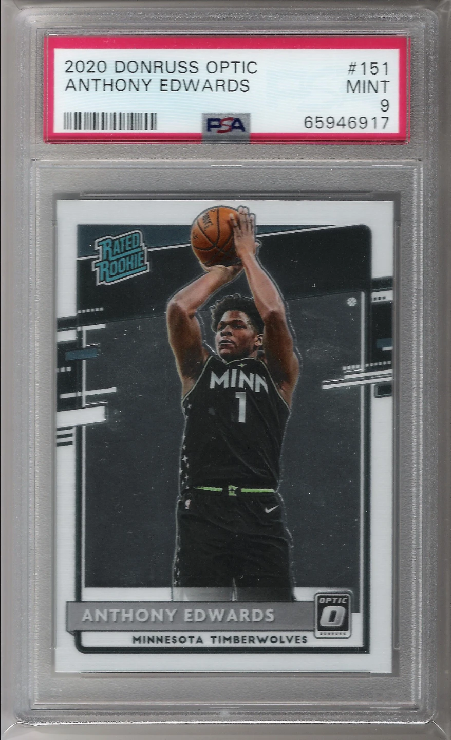 Anthony Edwards 20-21 PSA 9 Panini Donruss Optic RC #151