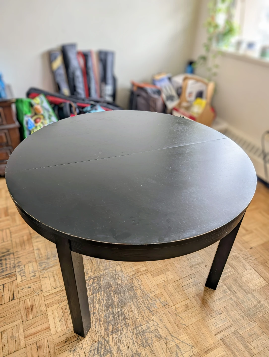 IKEA Round extendable Dining table with two chairs for sale