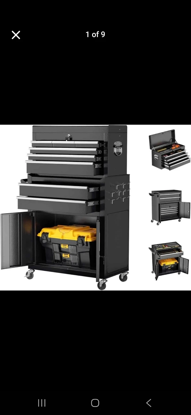 2-in-1 Rolling Tool Chest with Detachable Toolbox