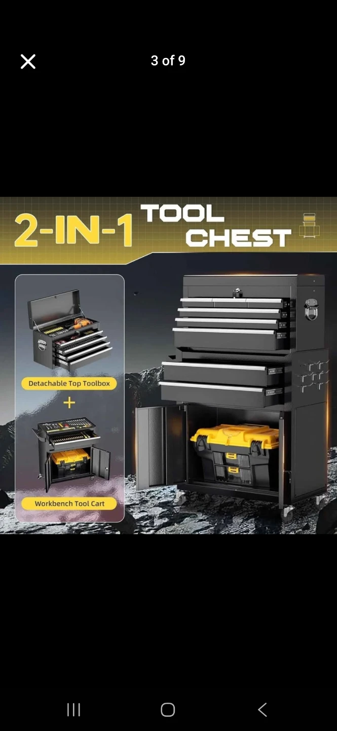 2-in-1 Rolling Tool Chest with Detachable Toolbox - photo 3