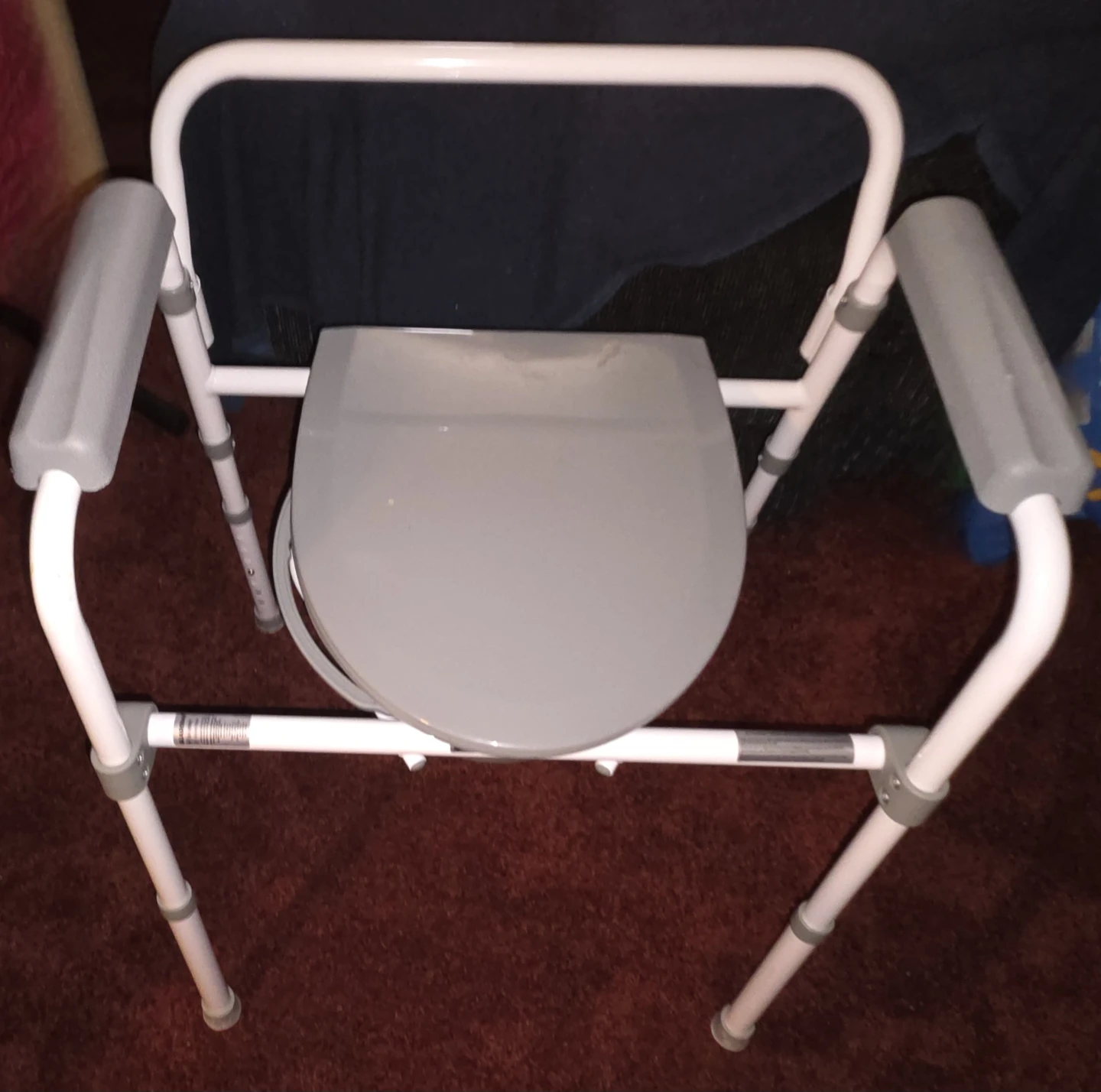 Adjustable Height Commode Chair with Padded Arms
