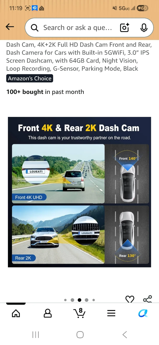 4K+2K Front and Rear Dash Cam with 64GB Card, WiFi, Night Vision - photo 3