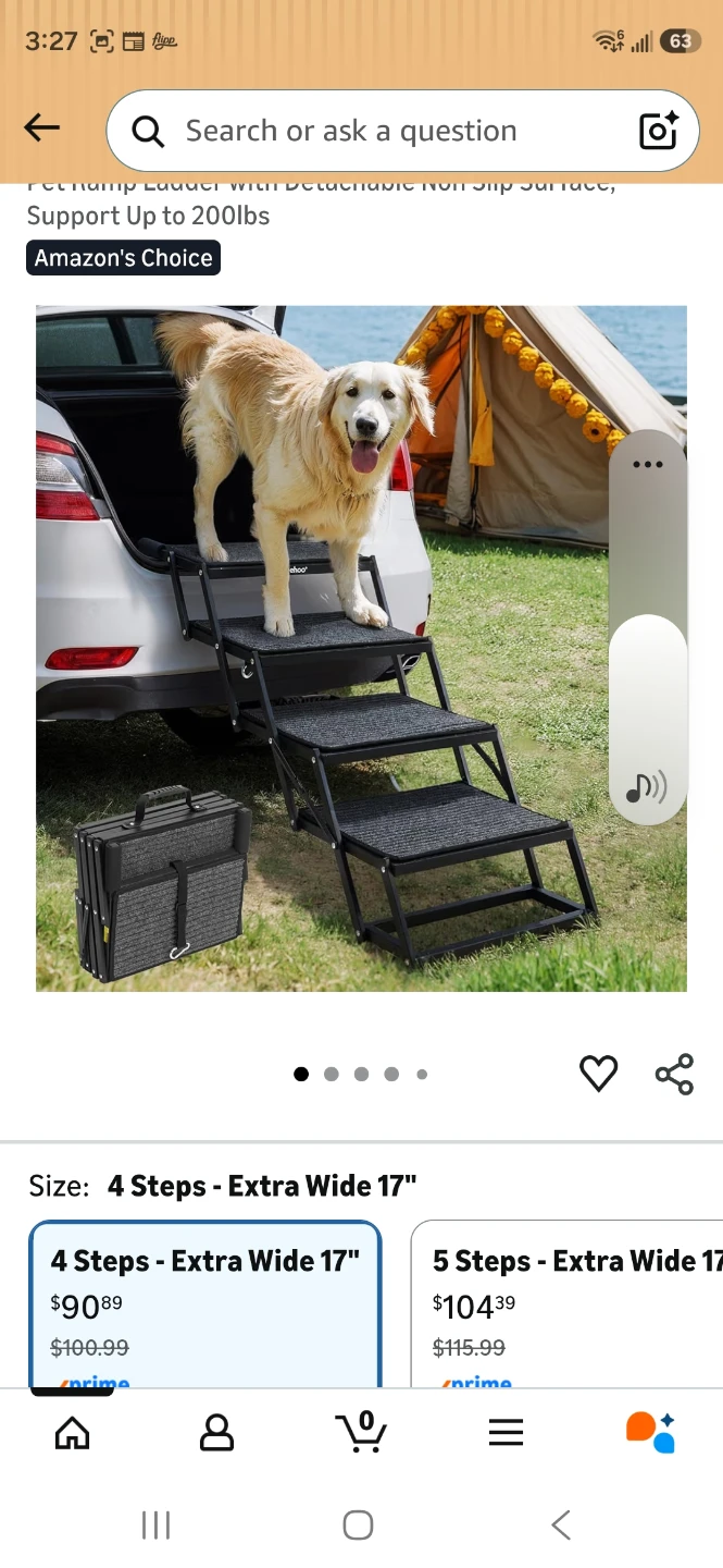 Pet Ramp Ladder 4 Steps - Extra Wide 17"