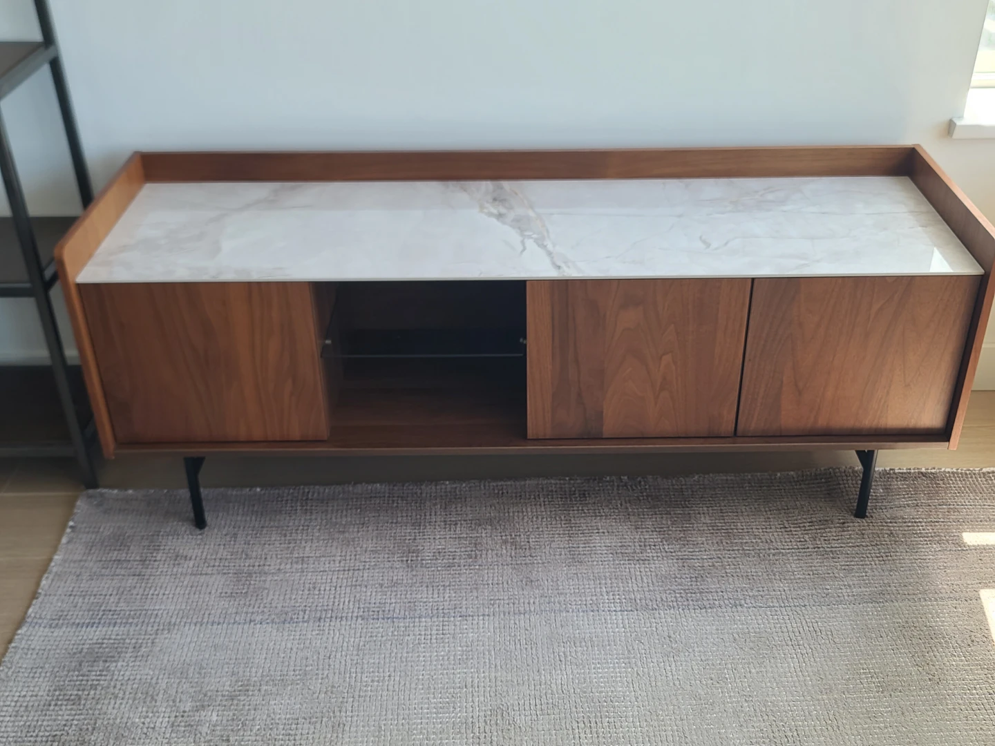 Wood and Marble Top Media Console