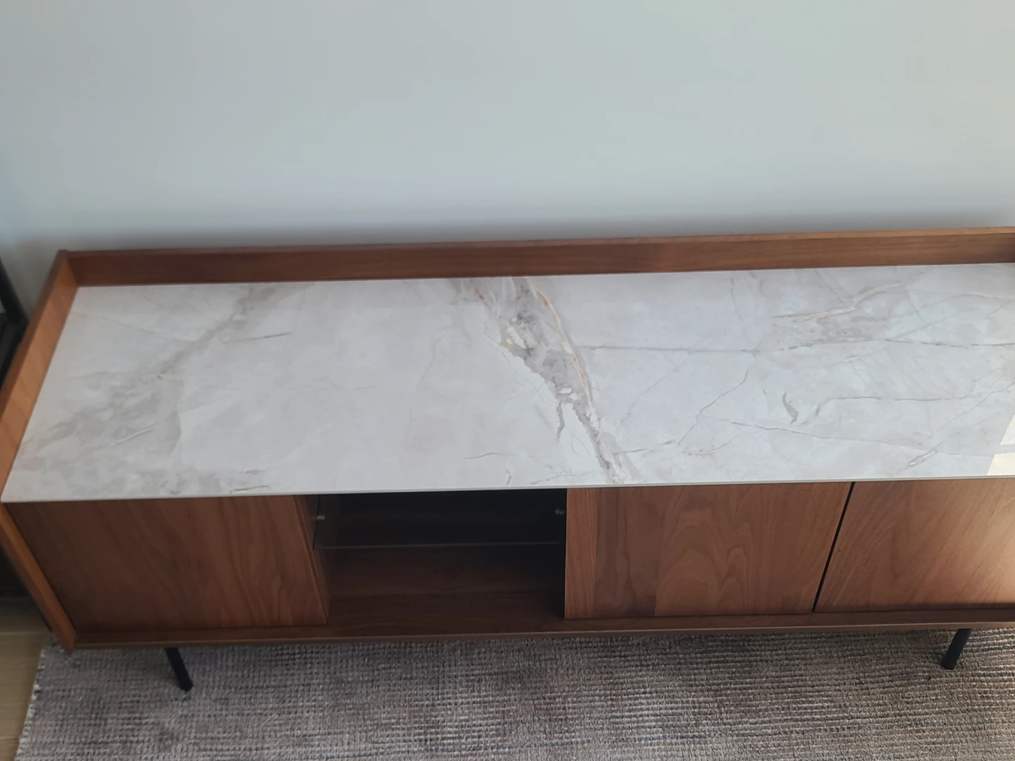 Wood and Marble Top Media Console - photo 2