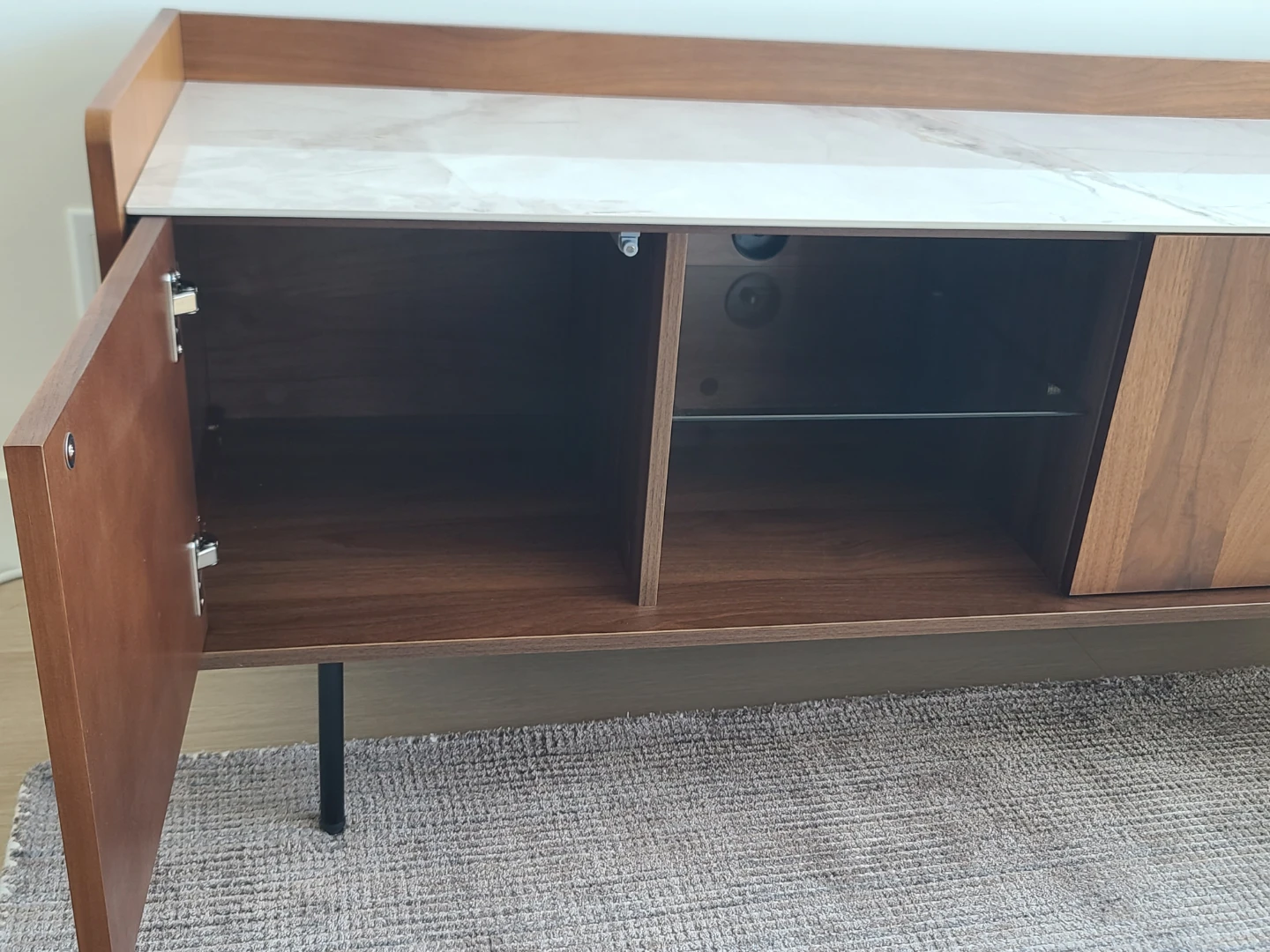 Wood and Marble Top Media Console - photo 3