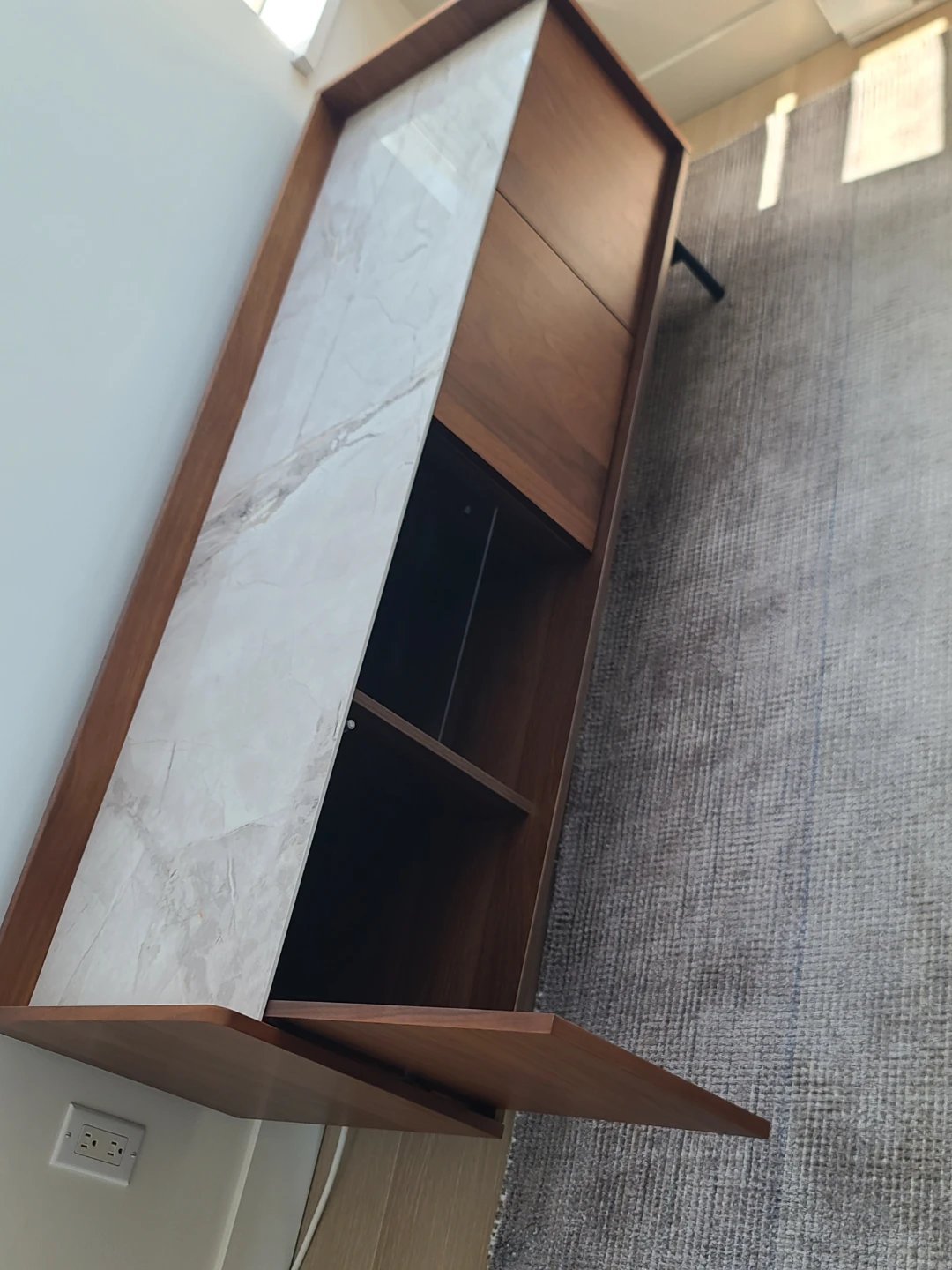 Wood and Marble Top Media Console - photo 4