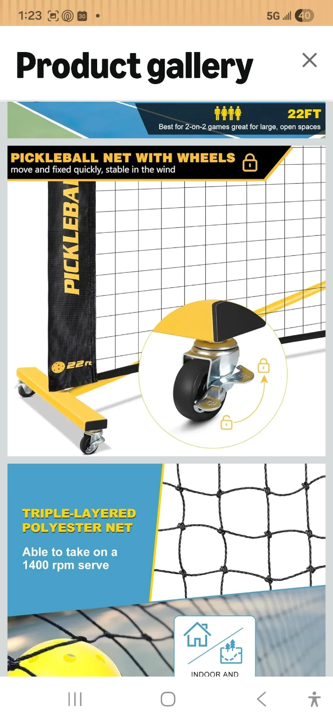 Pickleball Net with Wheels - 22ft - photo 2