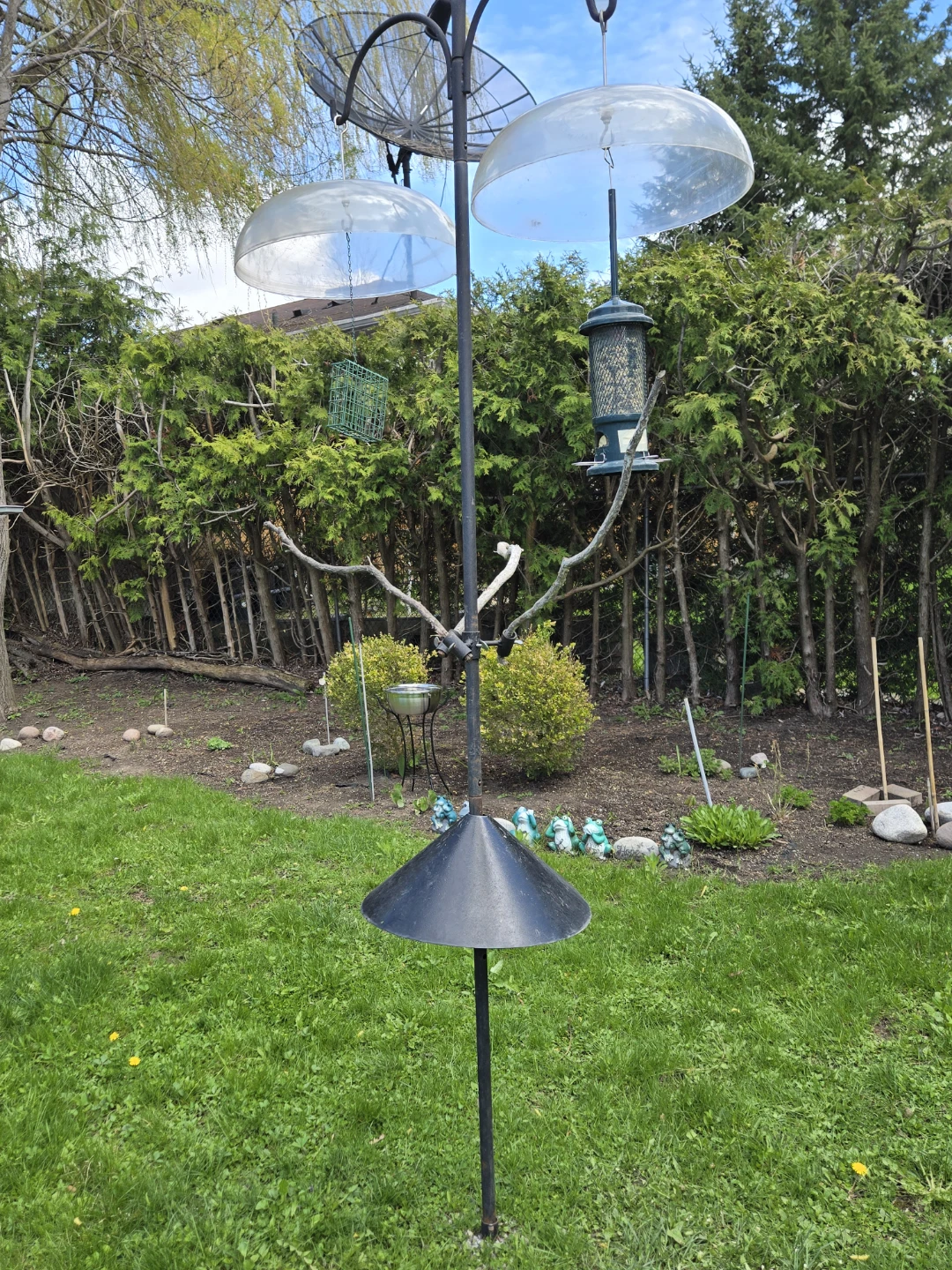 Bird Feeder Station with 2 Feeders and Squirrel Baffles - photo 3