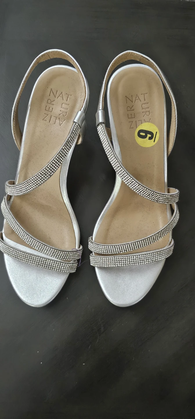 Naturalizer Silver Rhinestone Strap Heels Size 6 - photo 5