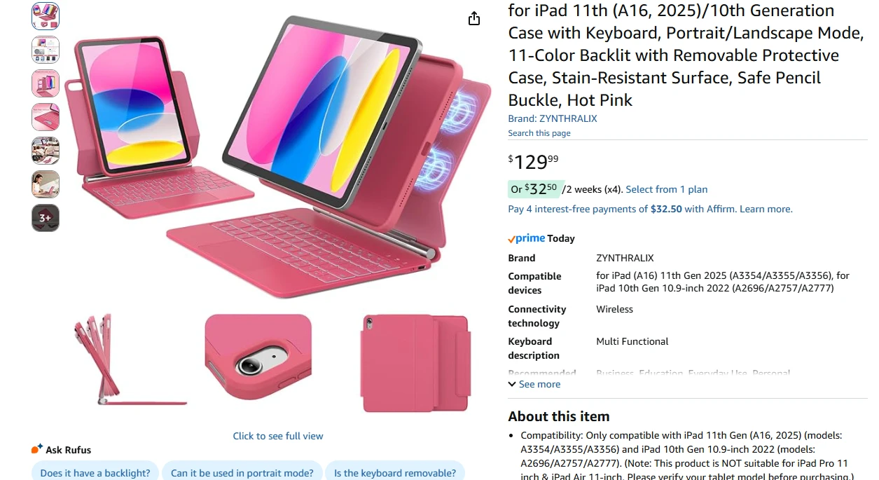 iPad 11" Keyboard Case - Hot Pink - photo 2