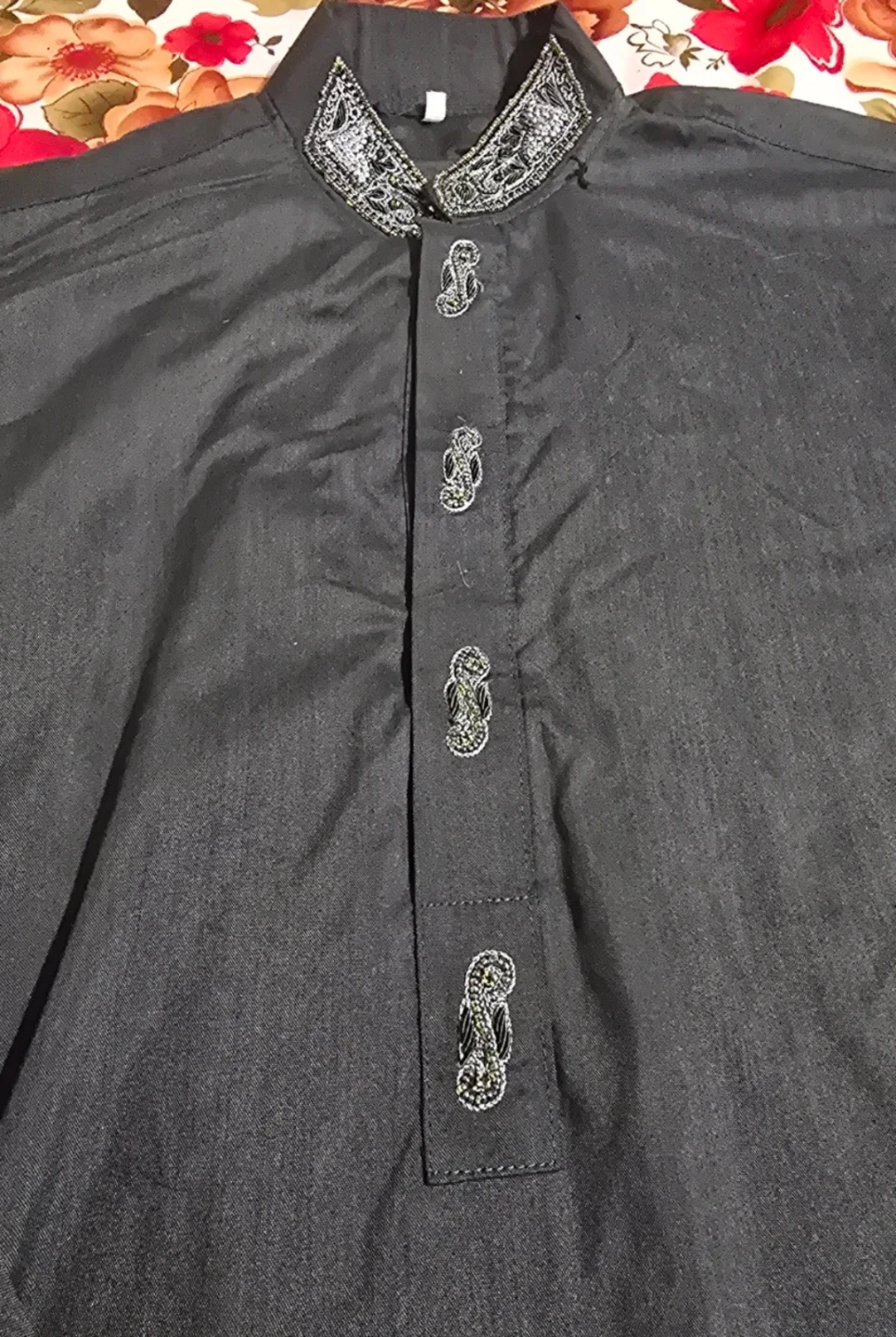 Men's Dark Green Kurta and Pants Set - photo 2