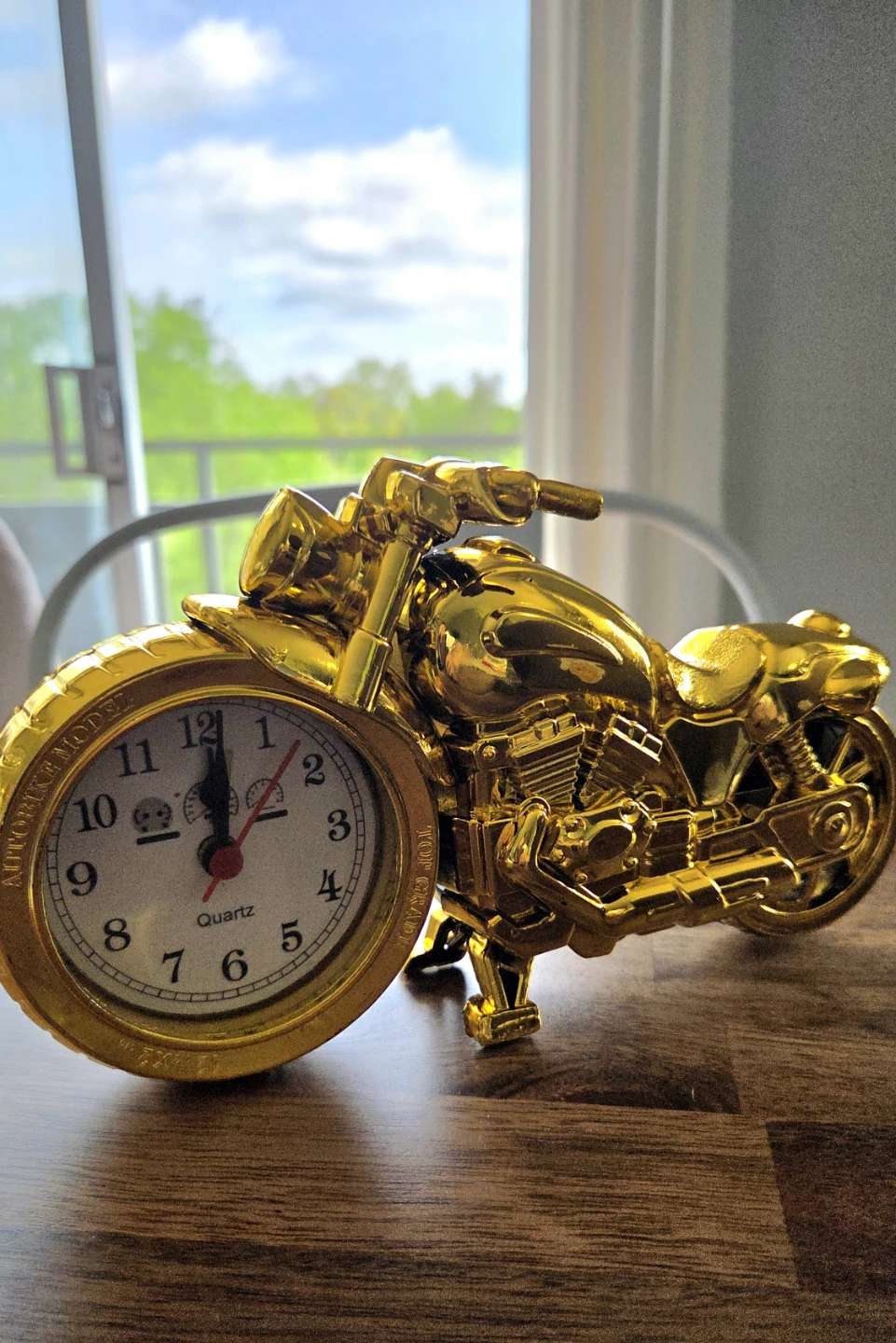 Vintage Gold Motorcycle Alarm Clock *new