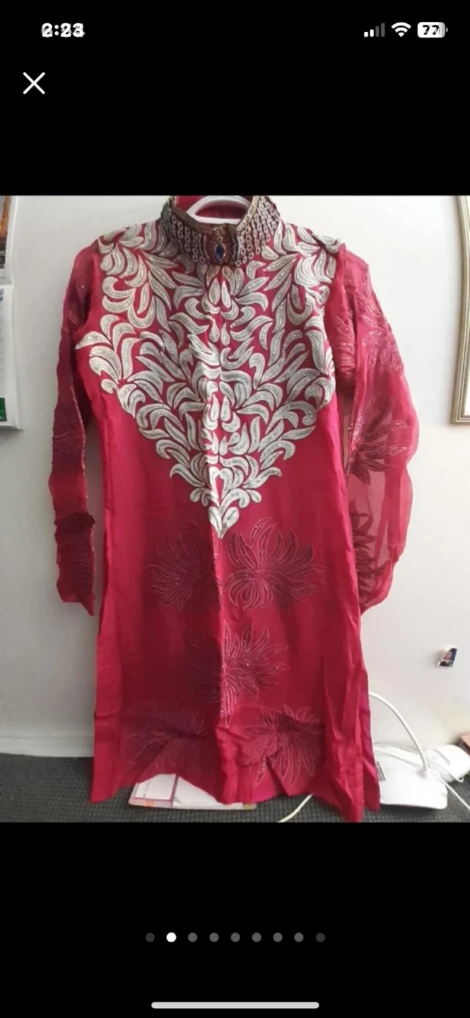 Red Embroidered Kurta and Dupatta Set