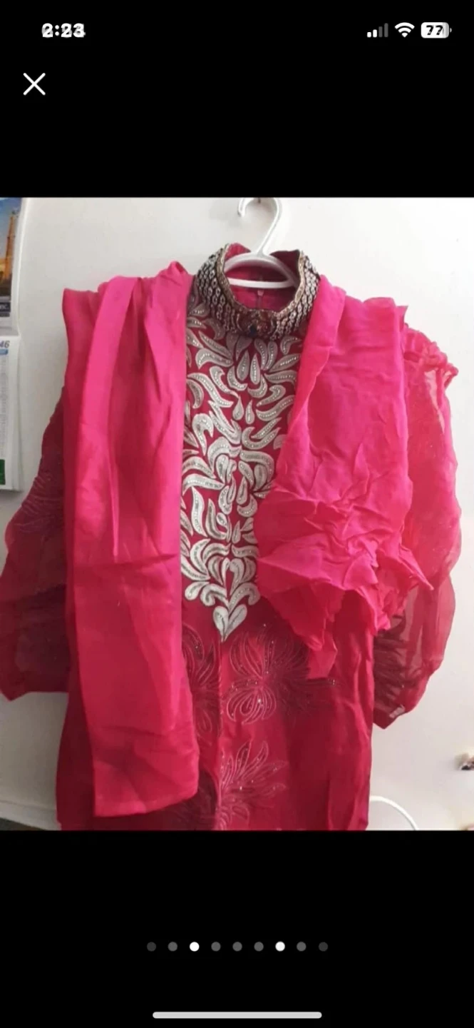 Red Embroidered Kurta and Dupatta Set - photo 3