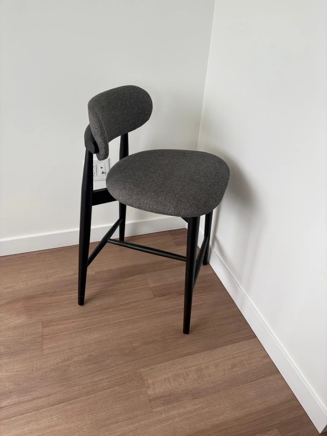 Grey Fabric Bar Stool with Black Wood Legs - photo 2