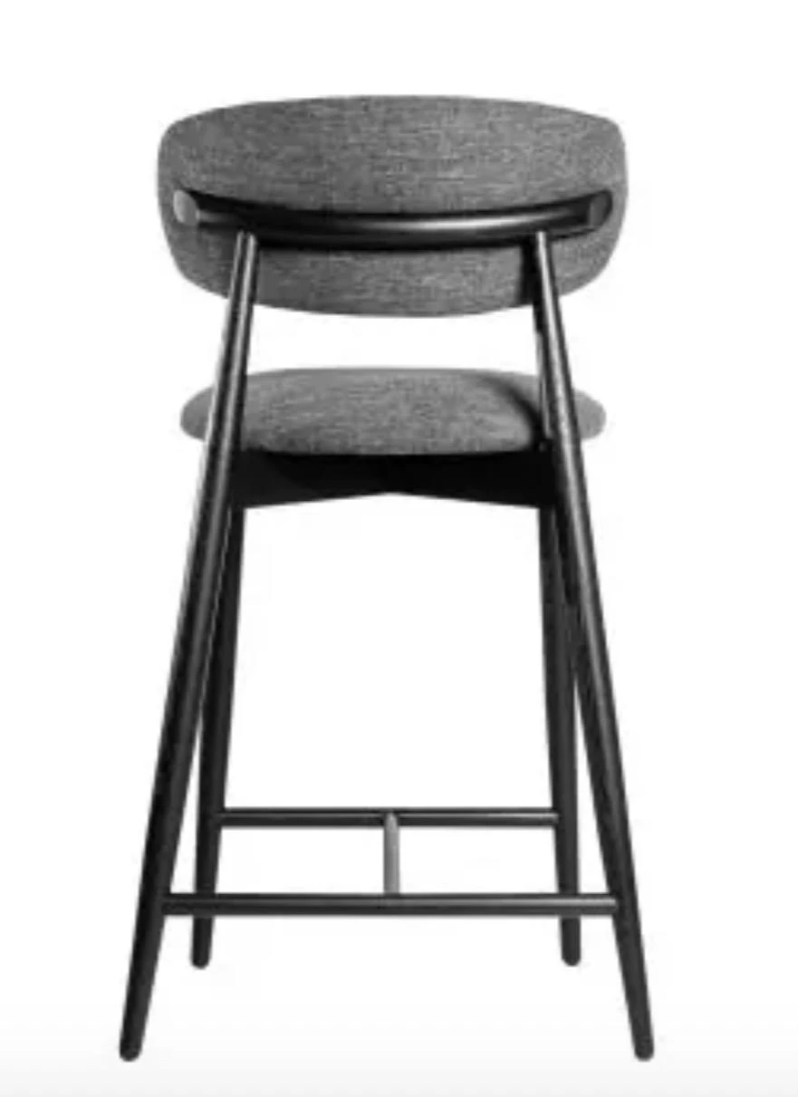 Grey Fabric Bar Stool with Black Wood Legs - photo 4