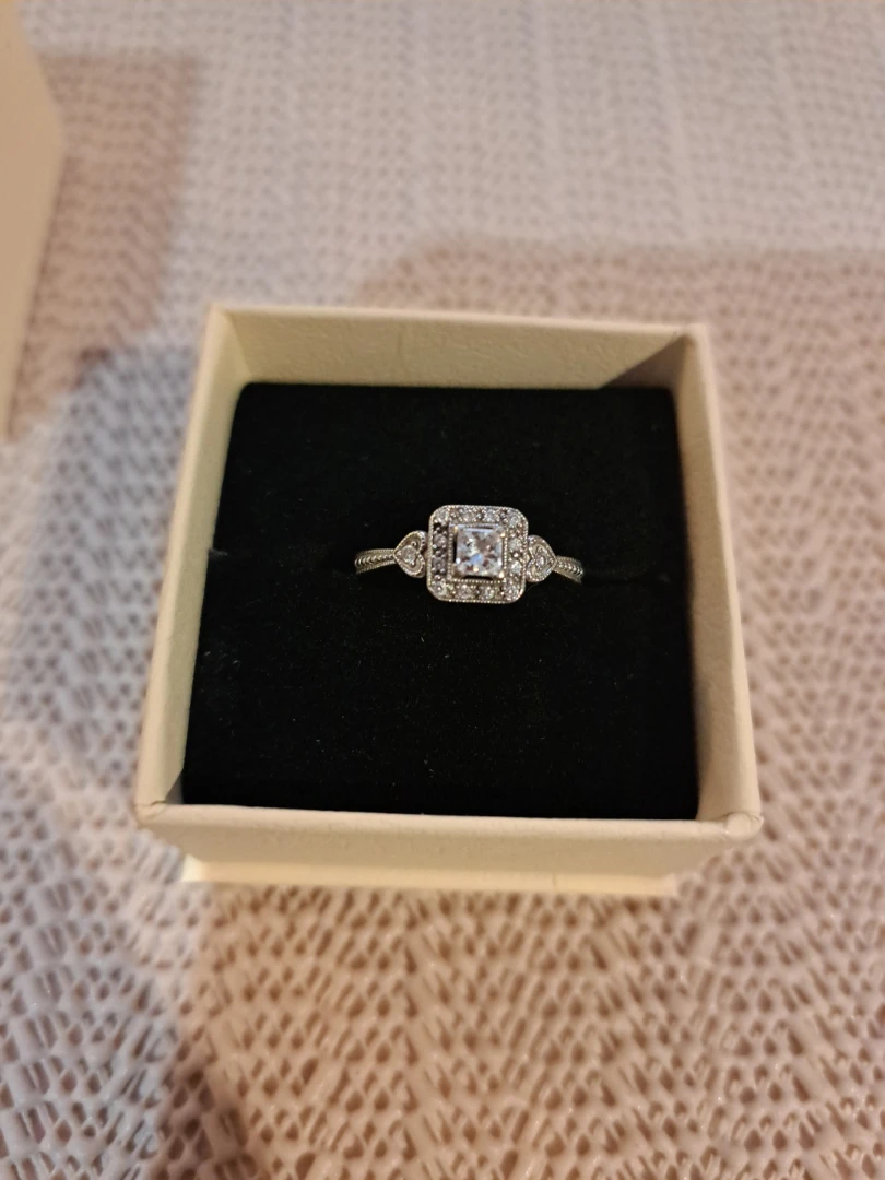 Square Princess Cut engagement Ring with Side Stones