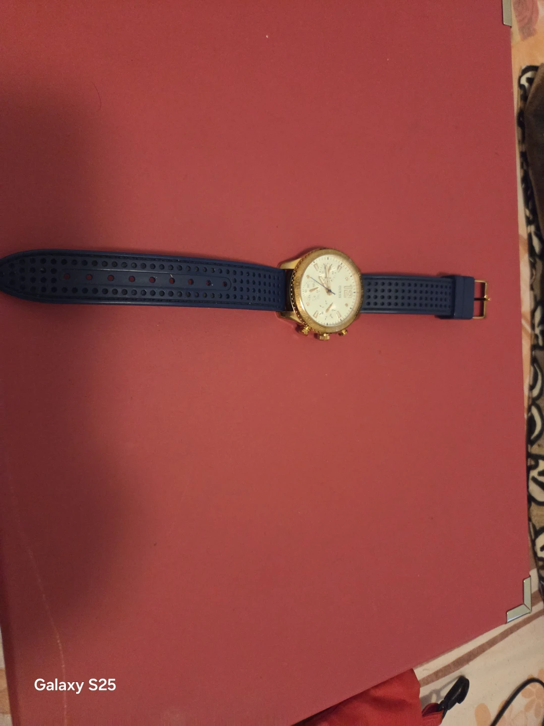 Guess Chronograph Watch - Gold Tone Case with Blue Rubber Strap - photo 3