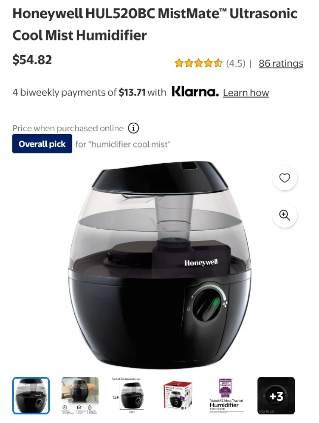 Honeywell HUL520BC MistMate Ultrasonic Cool Mist Humidifier - photo 2