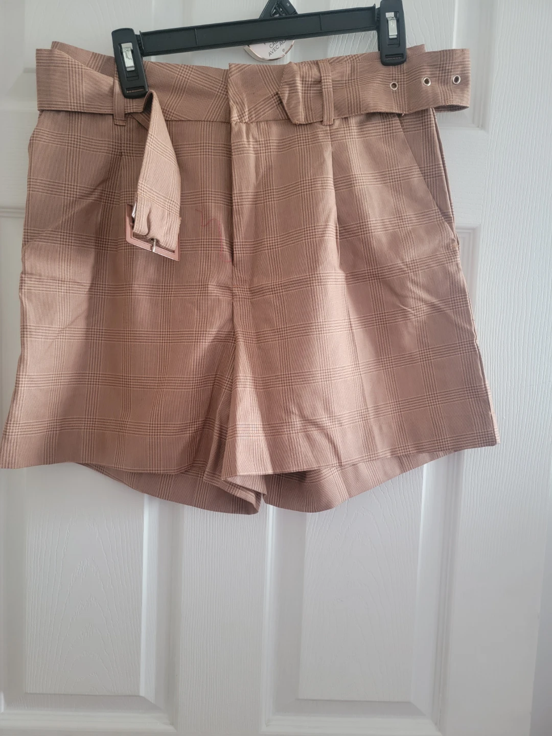 Plaid Belted Shorts - Size - Medium