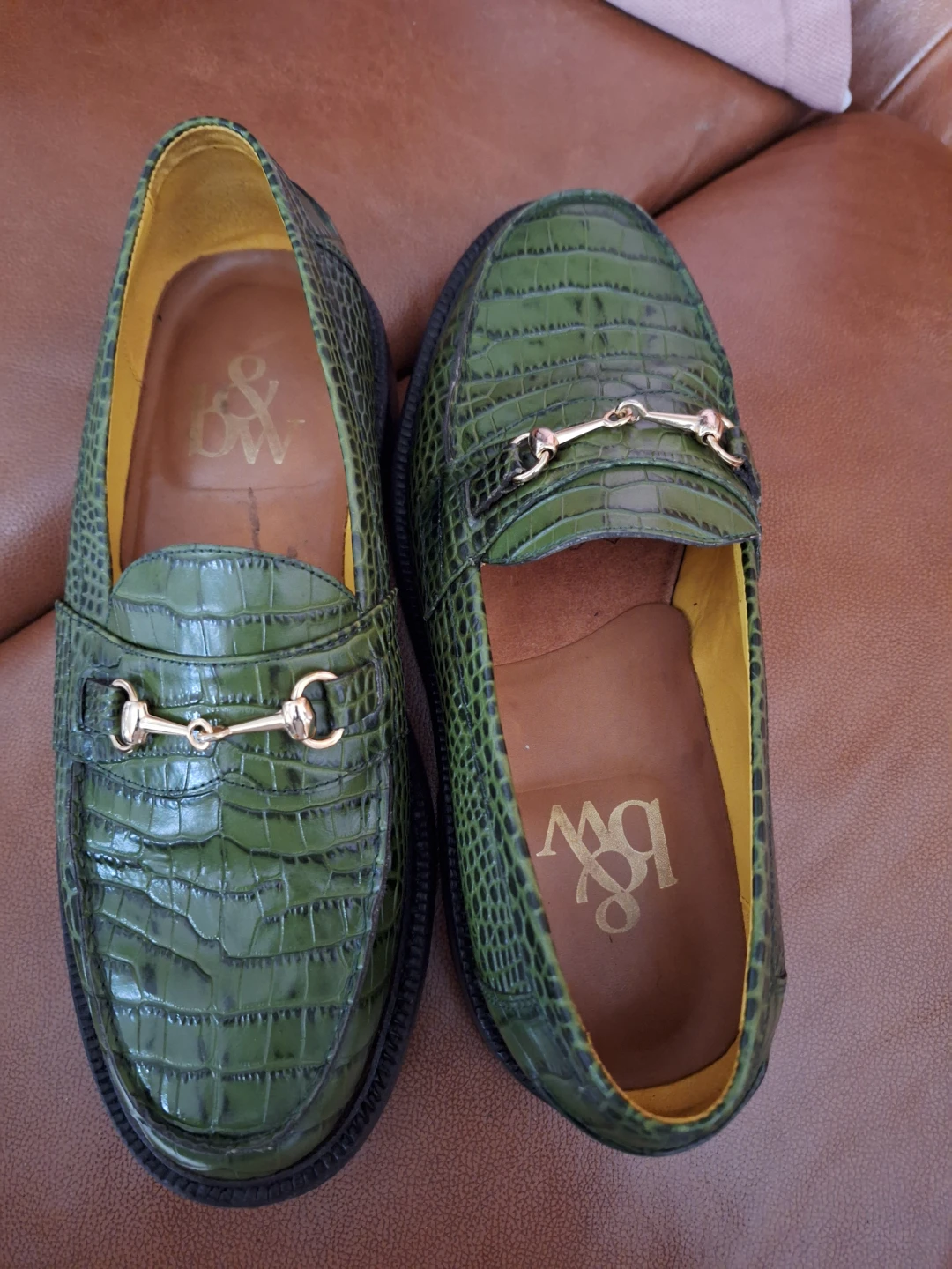 DW Green Crocodile Embossed Loafer Shoes - Size 9 US - photo 2