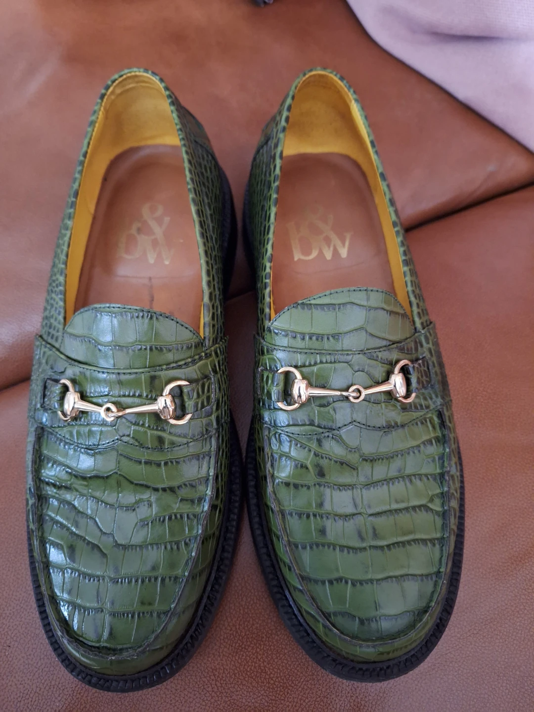 DW Green Crocodile Embossed Loafer Shoes - Size 9 US - photo 5