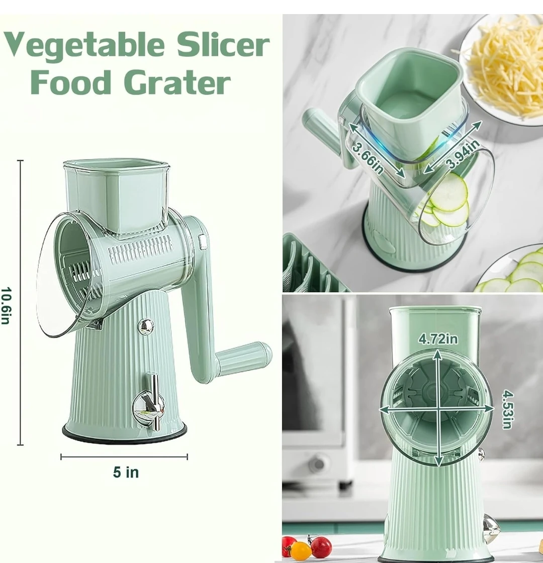 5-in-1 Rotary Cheese Grater & Vegetable Slicer - Green - photo 2