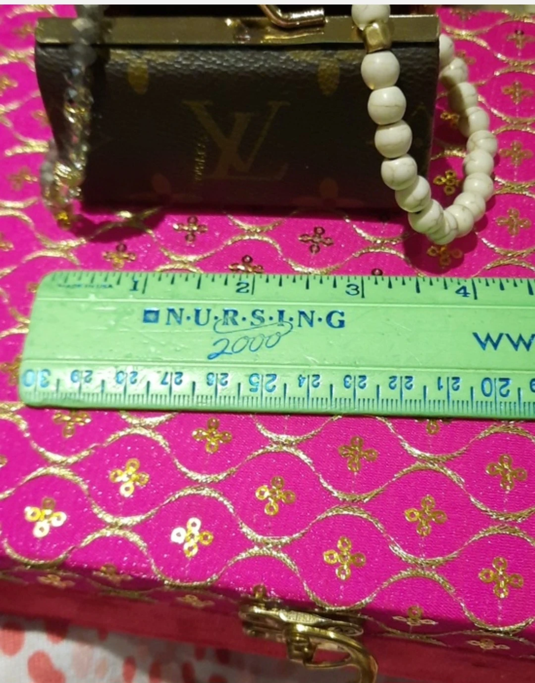 Designer inspired monogram cosmetic change purse & bracelets